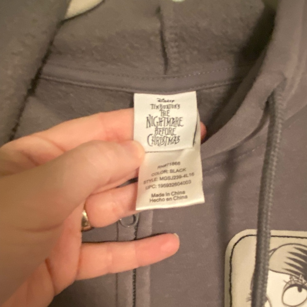 EUC Disney The Nightmare Before Christmas Charcoal Hoodie Size XS - Picture 3 of 8